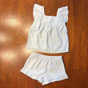 12 Month Girl, Light Blue Ruffled Top and Shorts Set, Spring, Summer